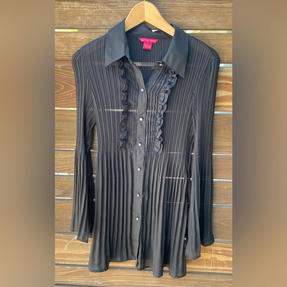 Sunny Leigh Tops - Sunny Leigh Pleated Button Down Tunic - L